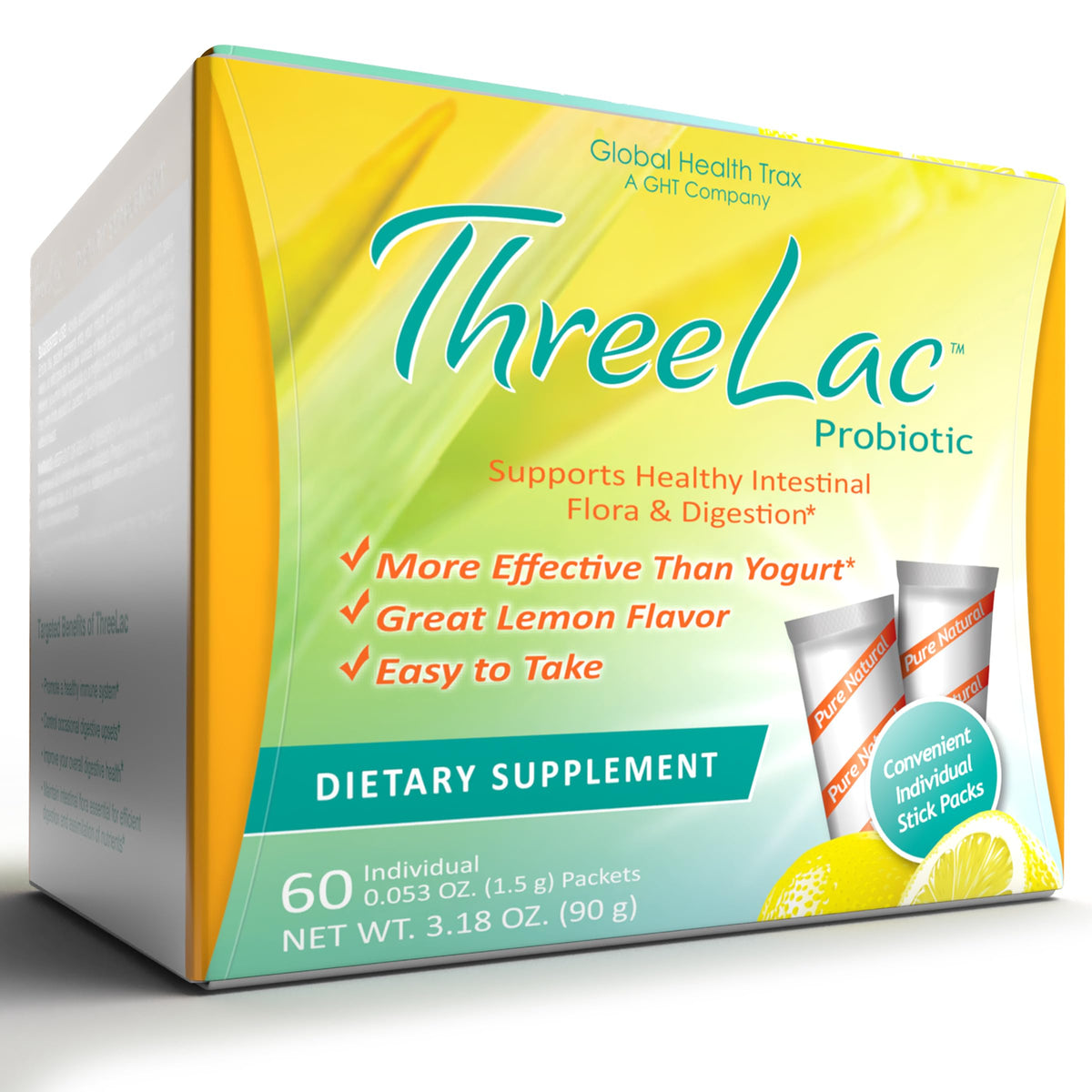 ThreeLac ght: sachet citron, mélange facile pour soutenir la digestion.