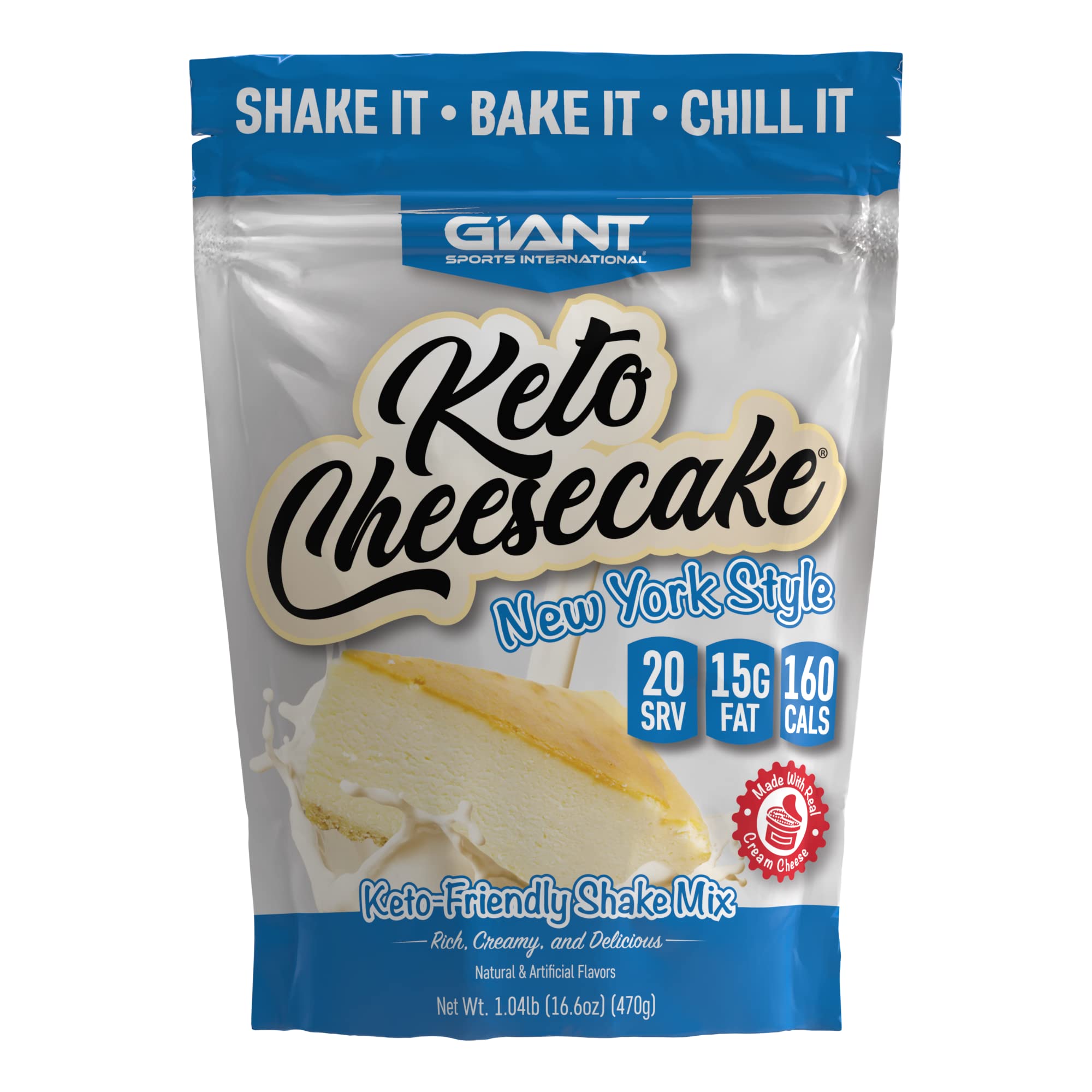 Giant Sports Mélange Gâteau au Fromage Céto emballage 20 portions, pratique et faible en glucides.