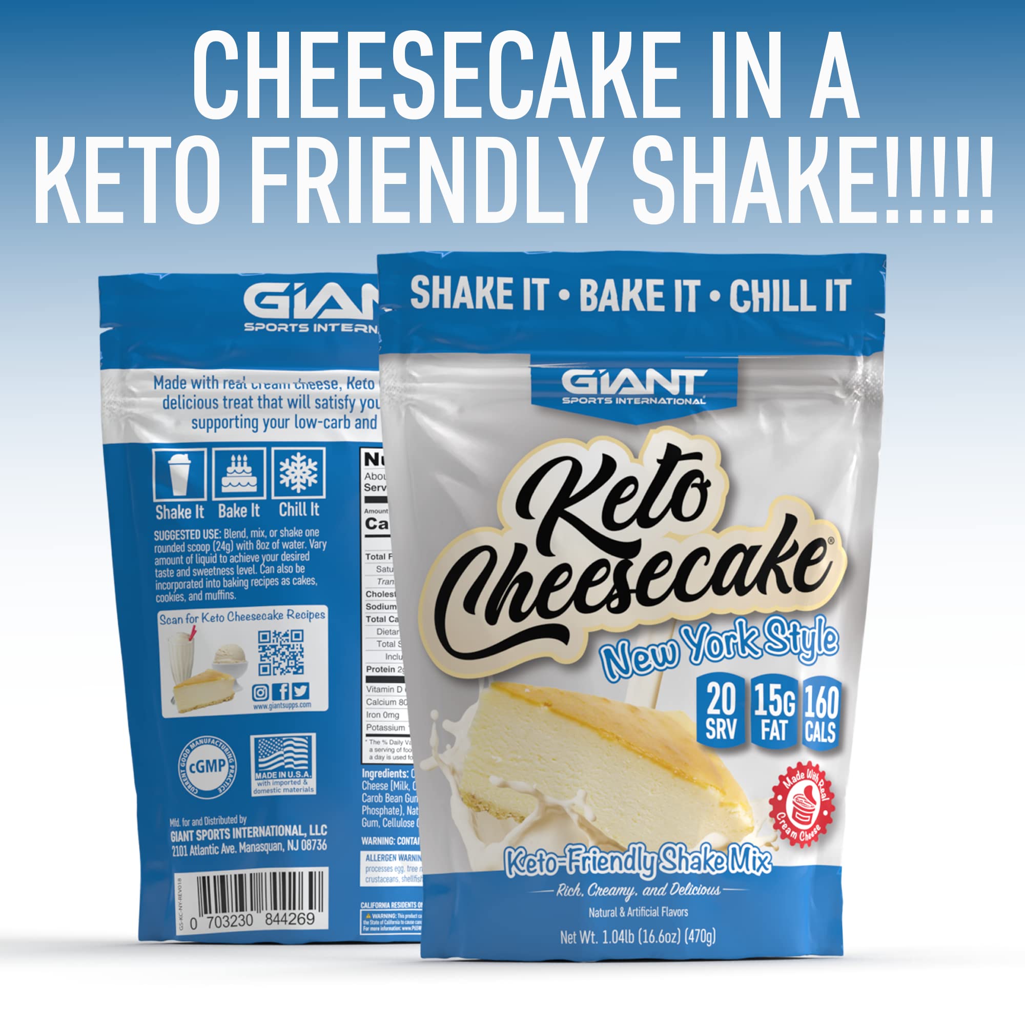 Giant Sports Mélange Gâteau au Fromage Céto préparation smoothie rapide et gourmande.