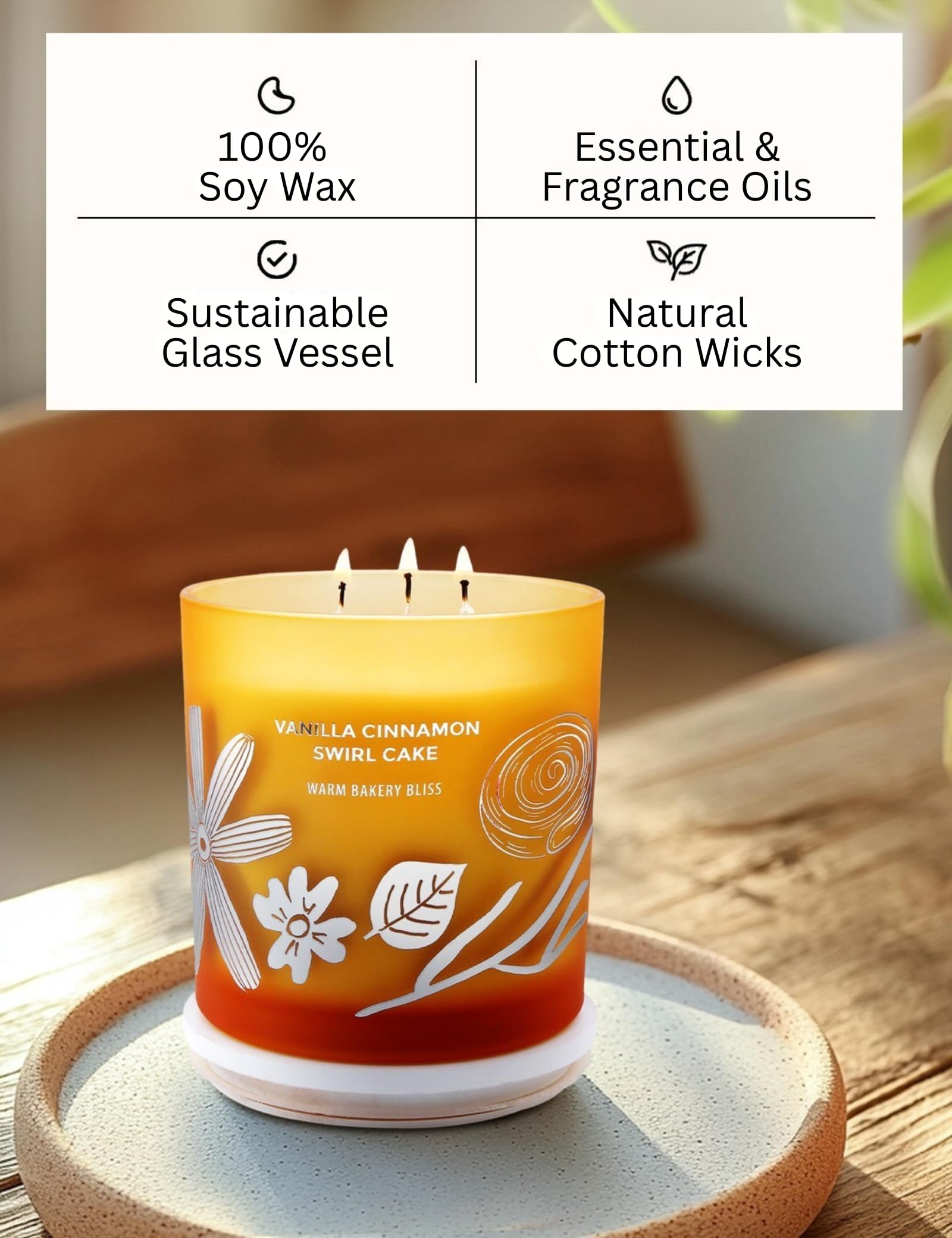 Flamme douce et parfum sucré pour une pause détente à la maison.
