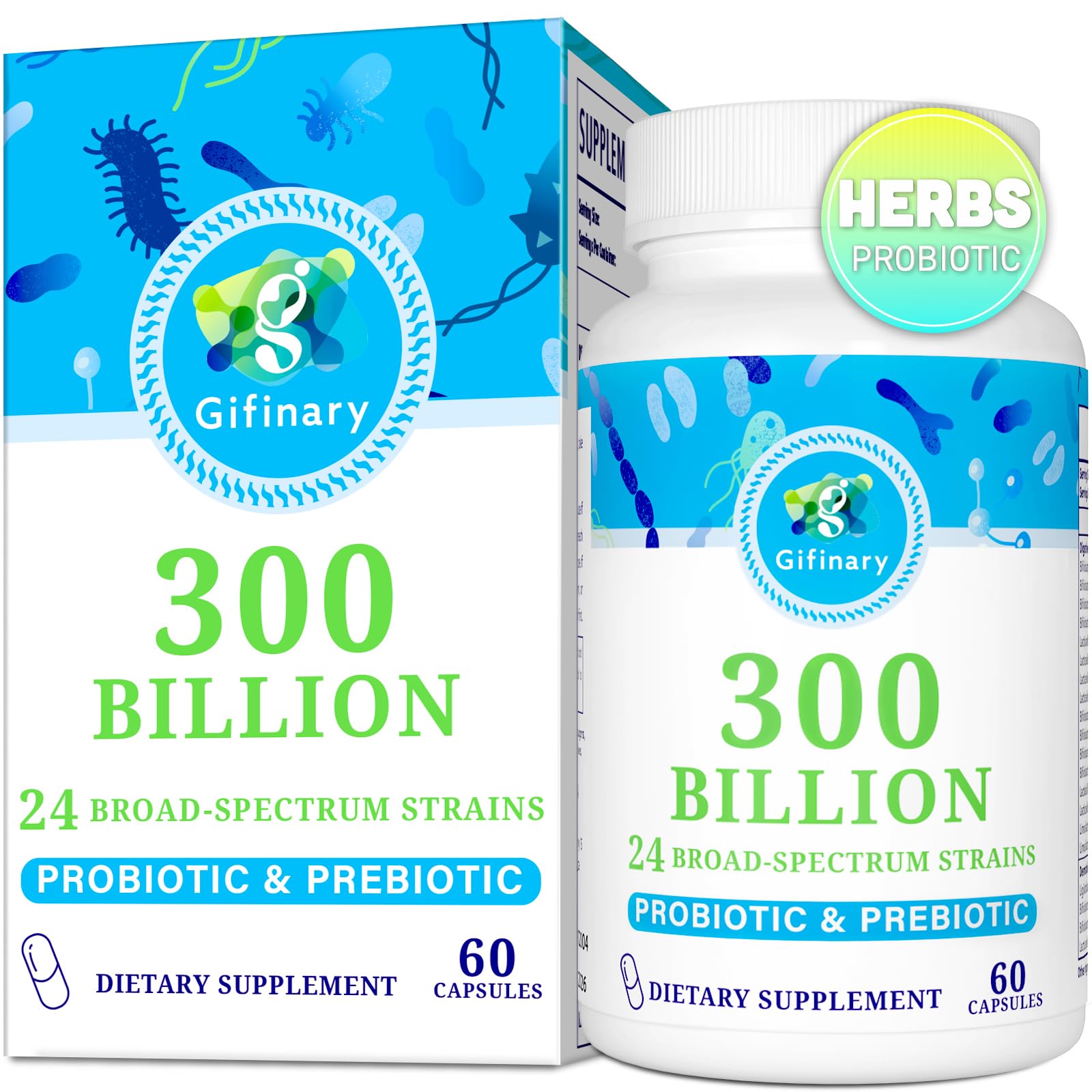 Gifinary prébiotiques et herbes pour le confort digestif.