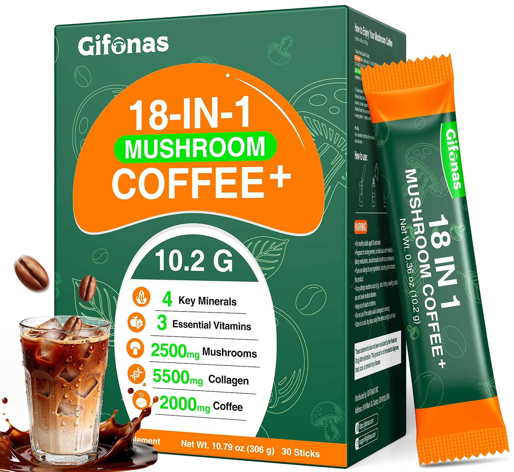 Gifonas cafe champignon: energie et concentration grâce aux champignons adaptogènes.