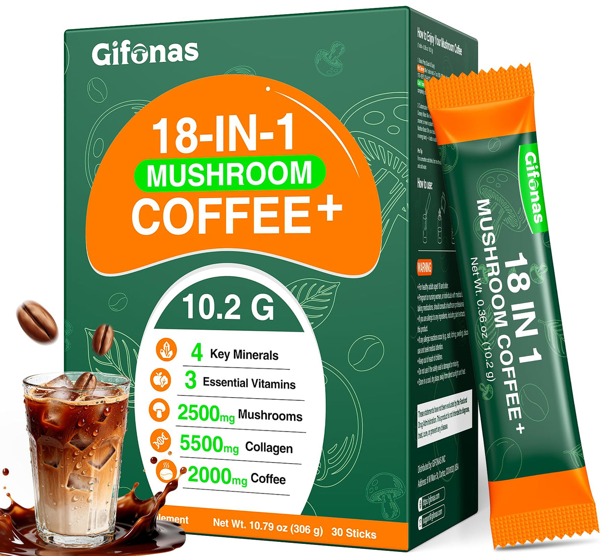 Gifonas cafe champignon: energie et concentration grâce aux champignons adaptogènes.
