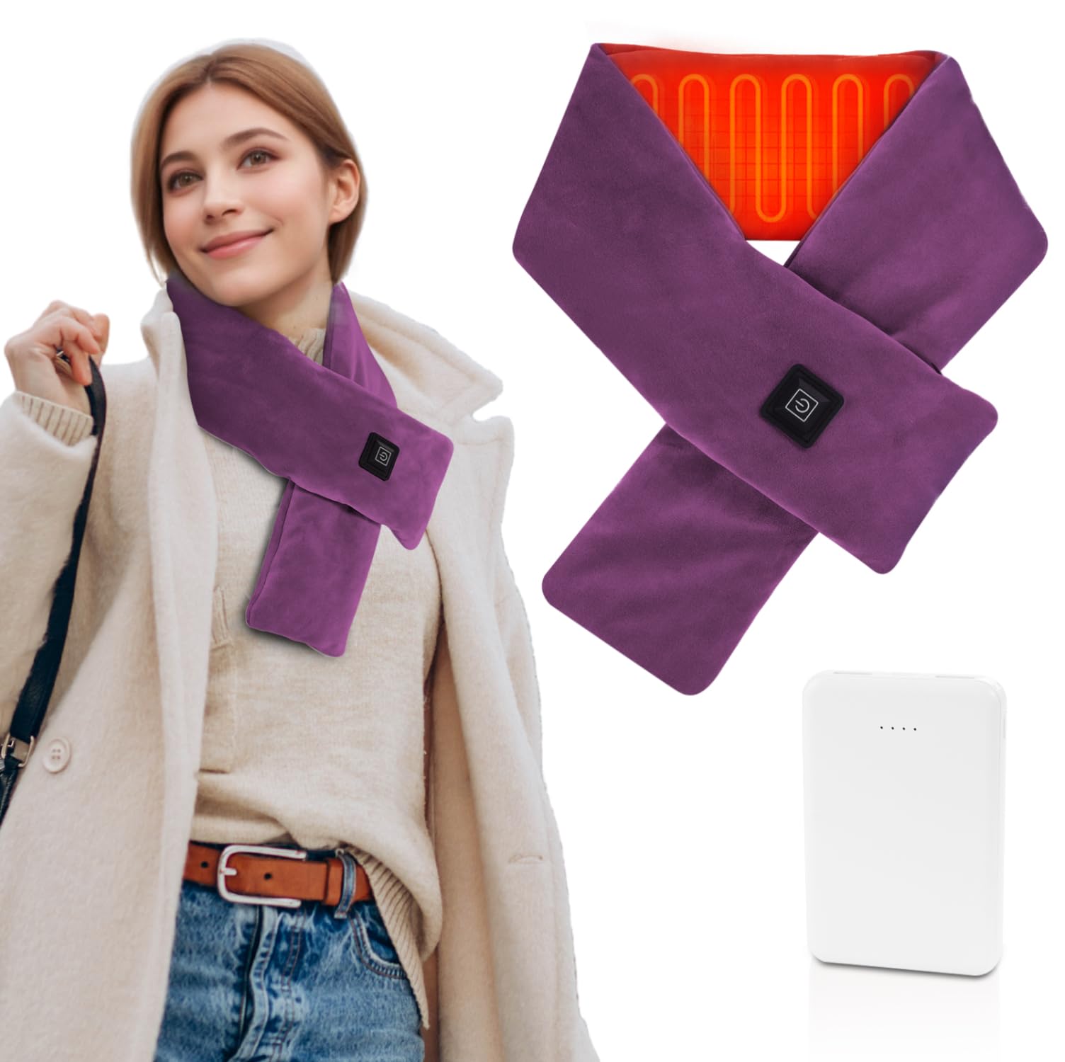 Écharpe chauffante Girasol avec pile 5000mAh pour chaleur sans fil durable.