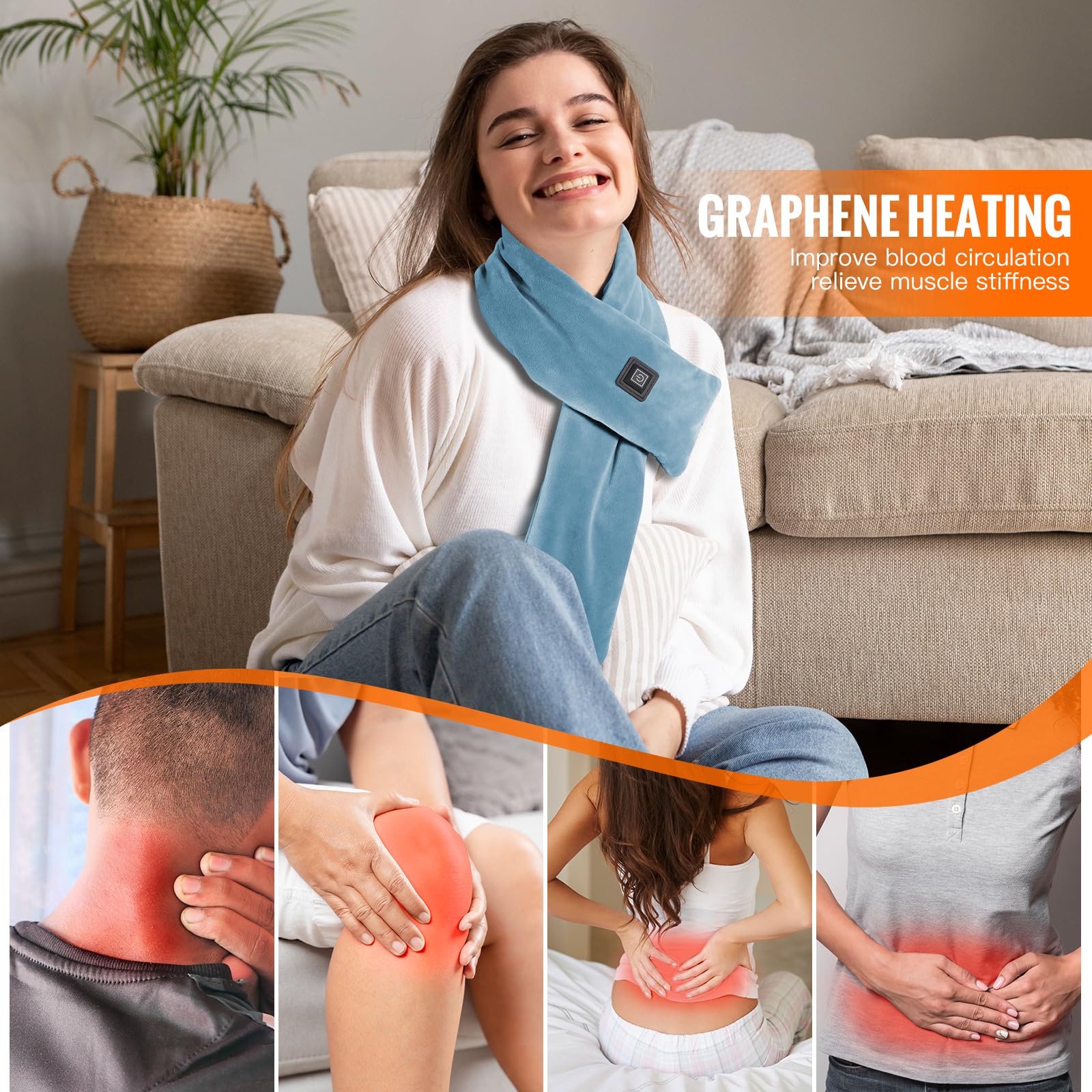 Utilisation extérieure en hiver avec l'écharpe chauffante Girasol.