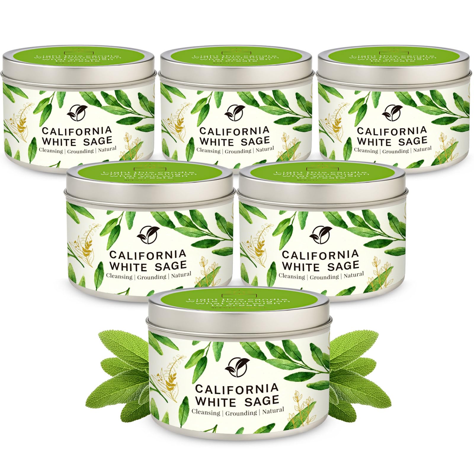 Bougie Gisly Sage – ensemble cadeau 6oz, brûle propre pour salon et détente.