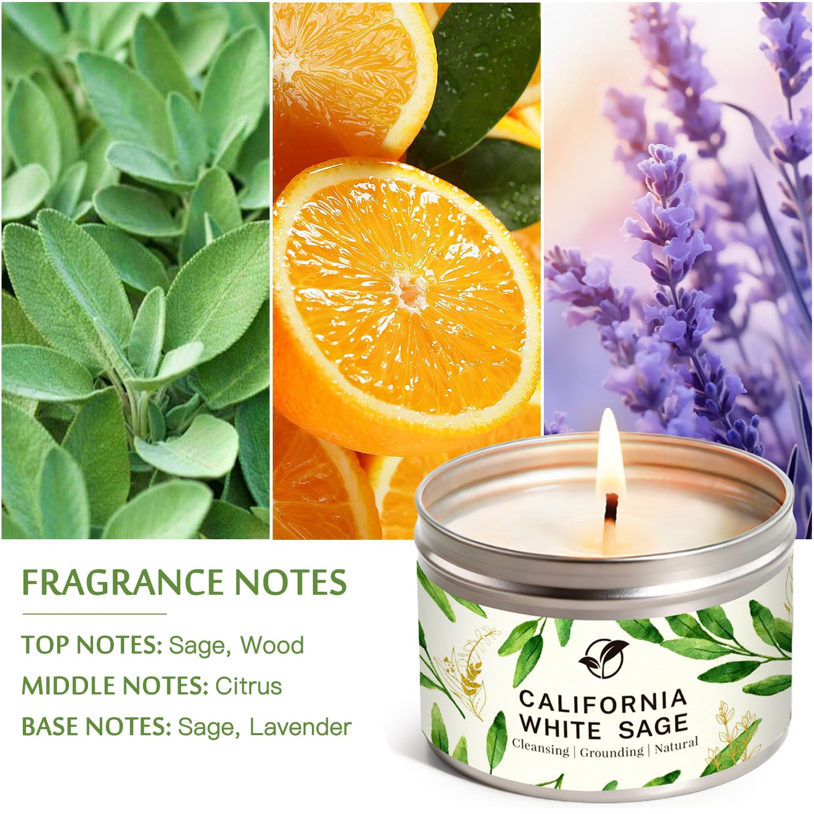 Bougie Gisly Sage – pack 6oz, ambiance calme dans chambre et bureau.