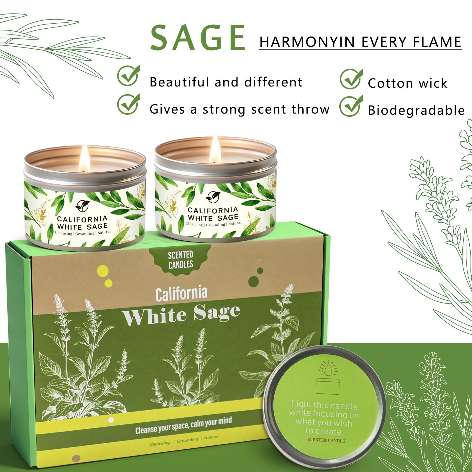 Bougie Gisly Sage – utilisation en chambre pour relaxation et énergie apaisée.