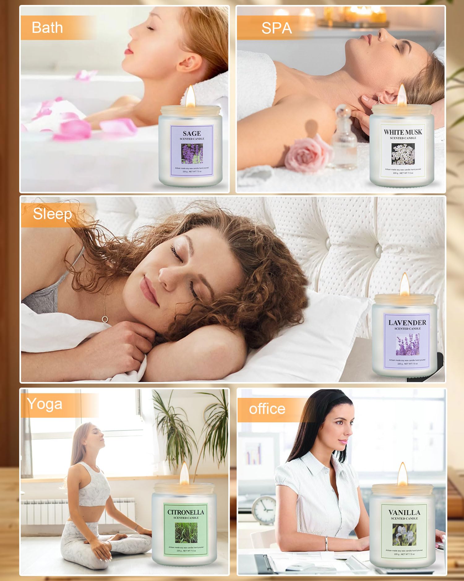 Bougie GITRANG Yoga Chambre — idéale pour la méditation et les séances zen.