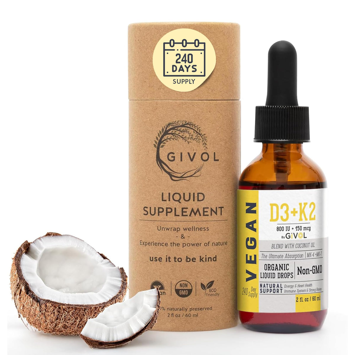 GIVOL D3 K2 gouttes liquides pour une absorption pratique au quotidien.