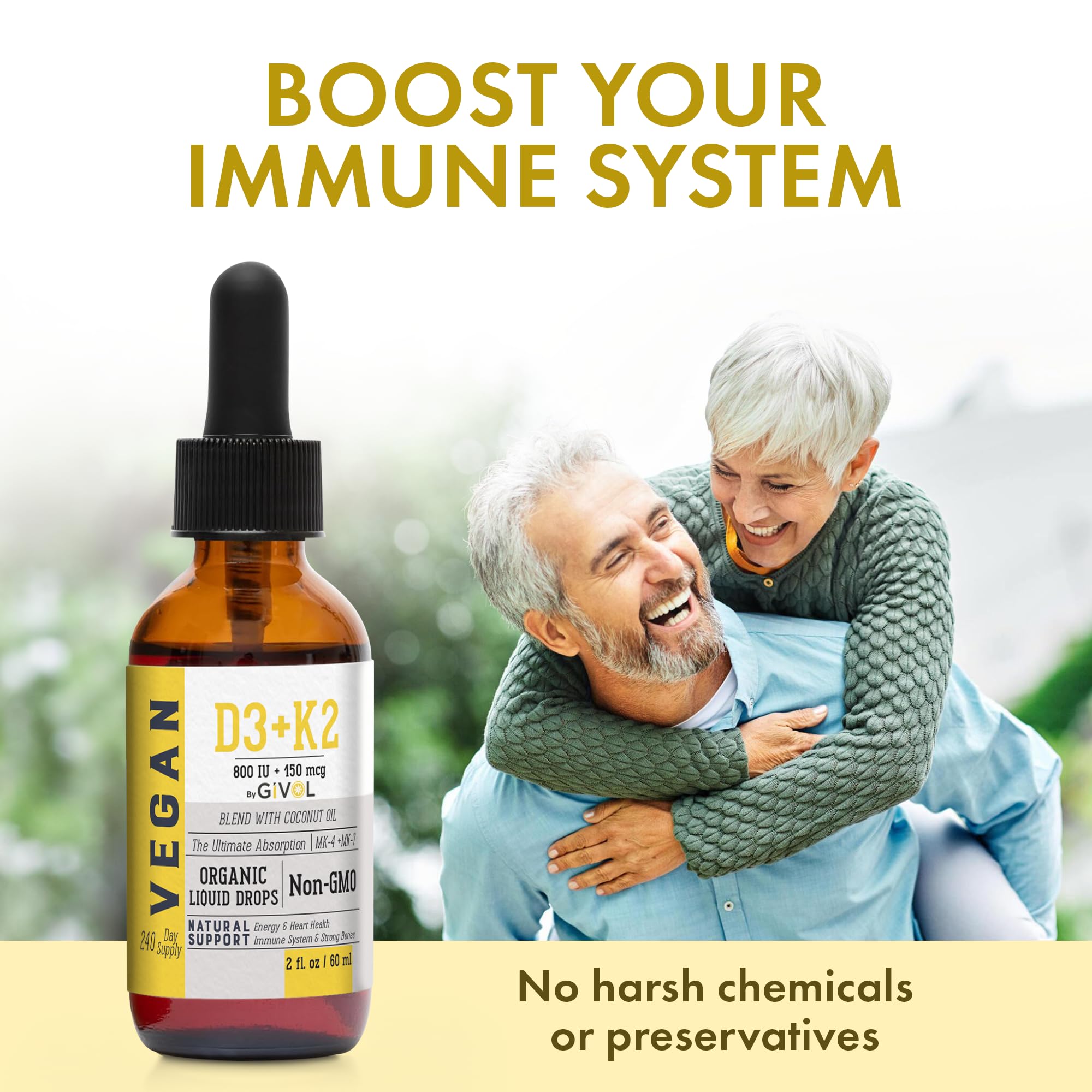 GIVOL formule vegan D3 K2 sans OGM pour une routine saine.
