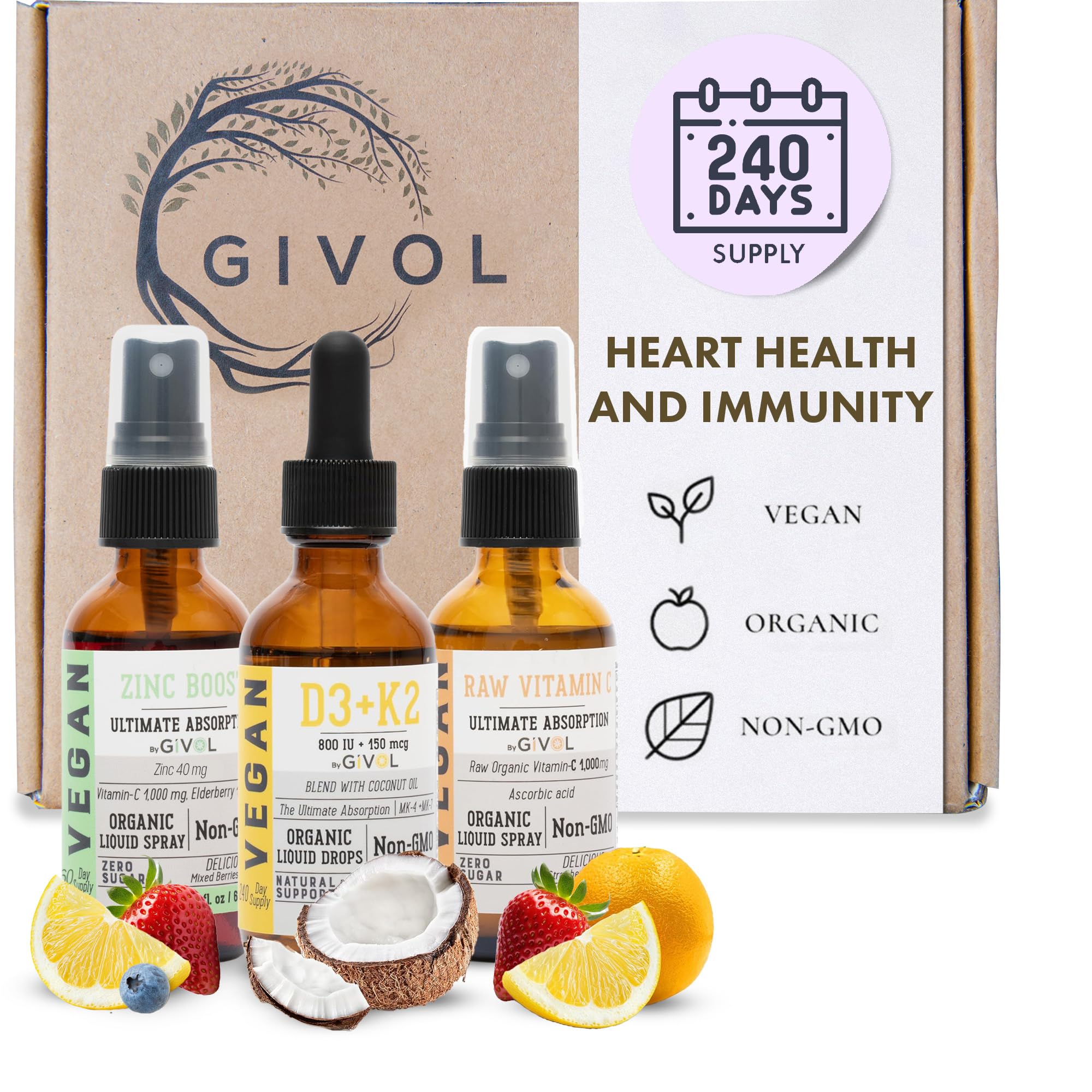 GIVOL Immunity Pack – bouteille vitamine C brute, usage antioxydant potentiel.