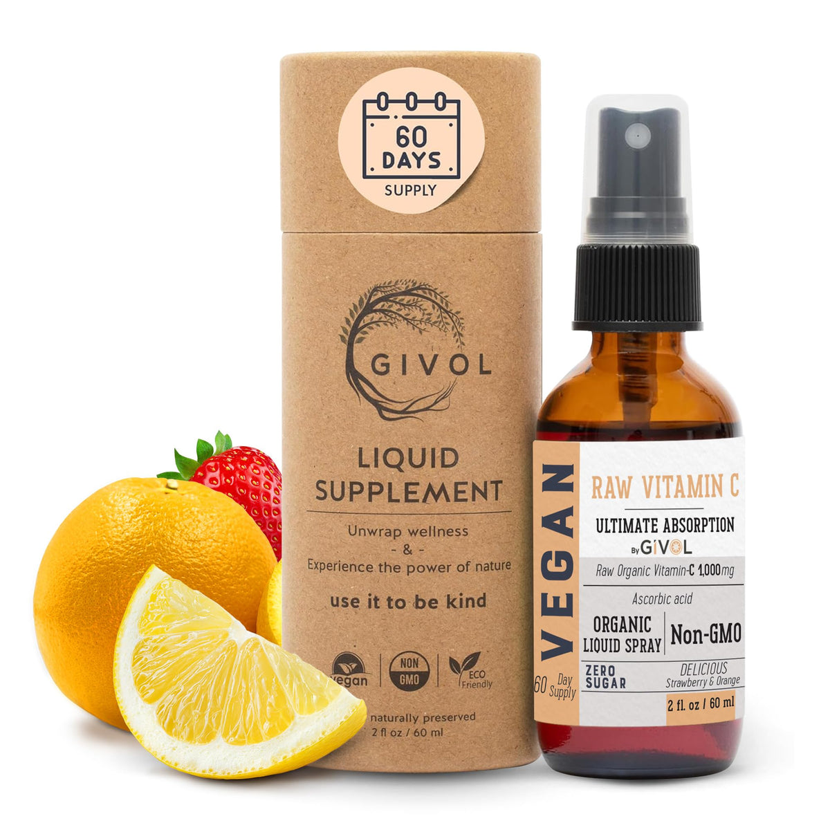 GIVOL Vitamine C pulvérisateur Citron, absorption quotidienne facile et rafraîchissante.