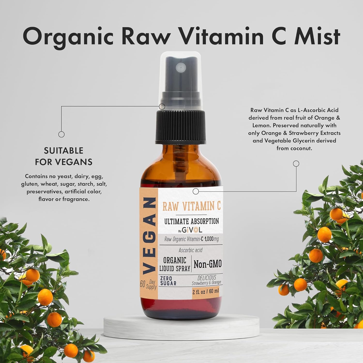 GIVOL Vitamine C pulvérisateur Orange, format pratique pour routine bien-être.