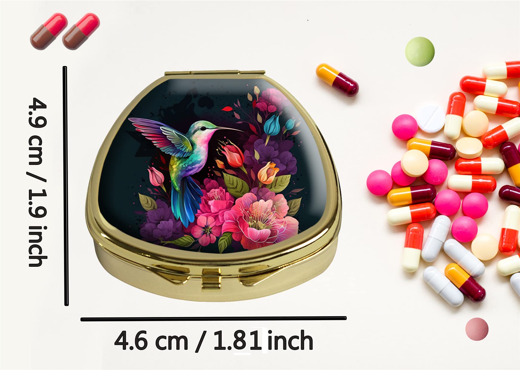 Boîte pilules dorée Gixpop au design artistique et élégant.