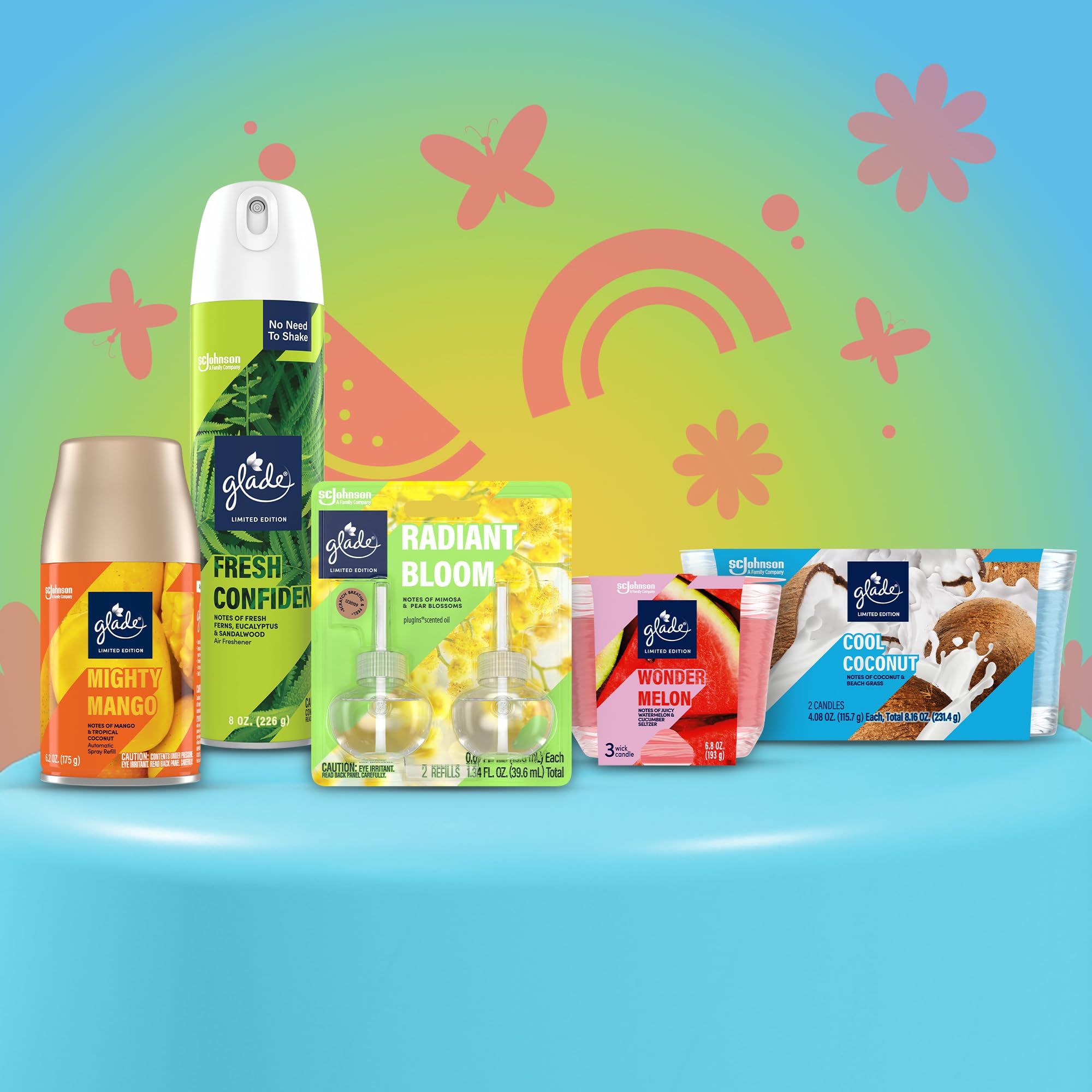 Ambiance printanière grâce aux huiles essentielles intégrées dans Glade Radiant Bloom.