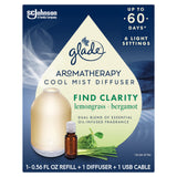 Diffuseur Glade d'aromaThérapie ambiance bleu, fraîcheur et calme en image.