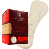 Serviette nocturne GladRags en coton biologique non teint, confort nocturne optimal.