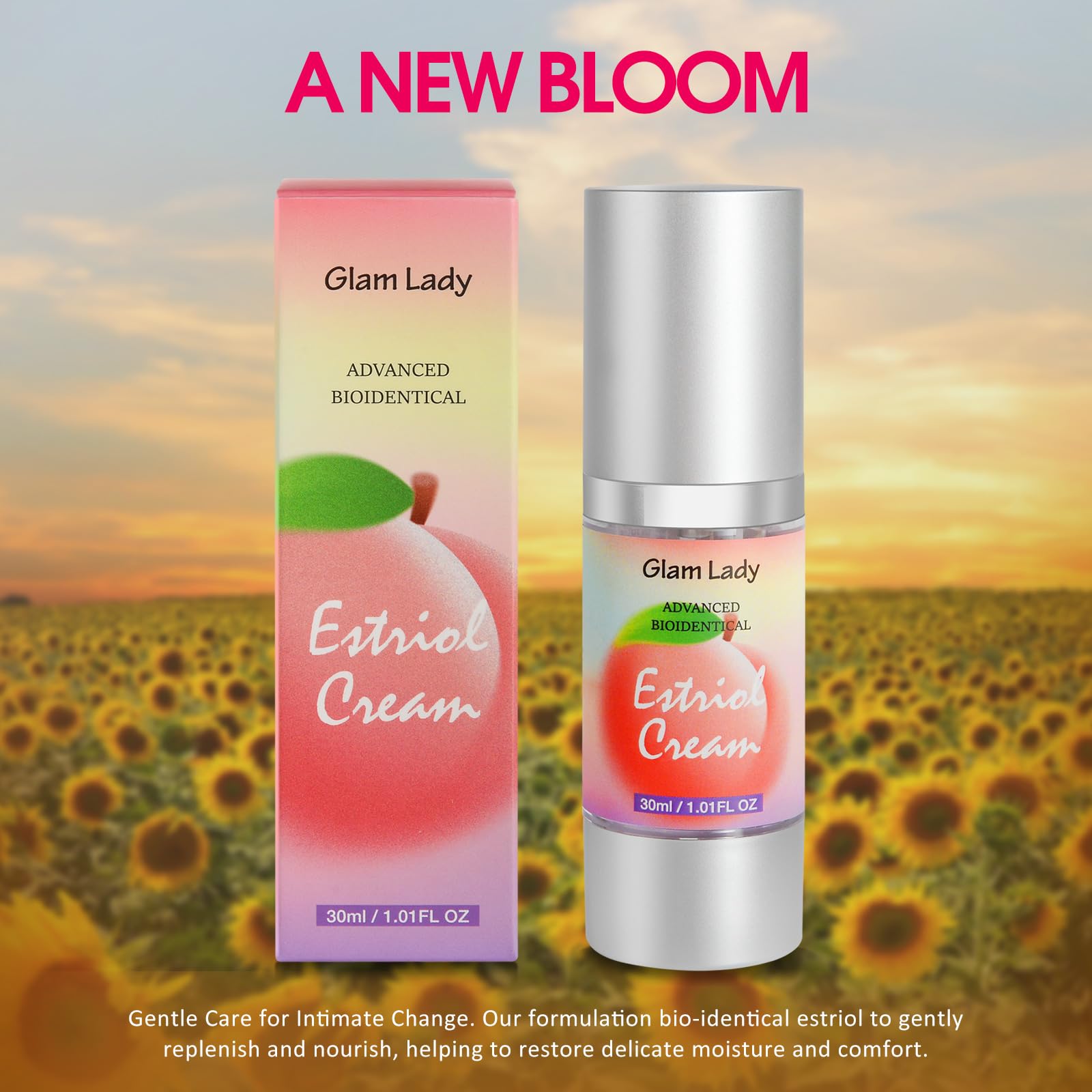 Glam Lady Crème Estriol Bioidentique, emballage élégant et discret.