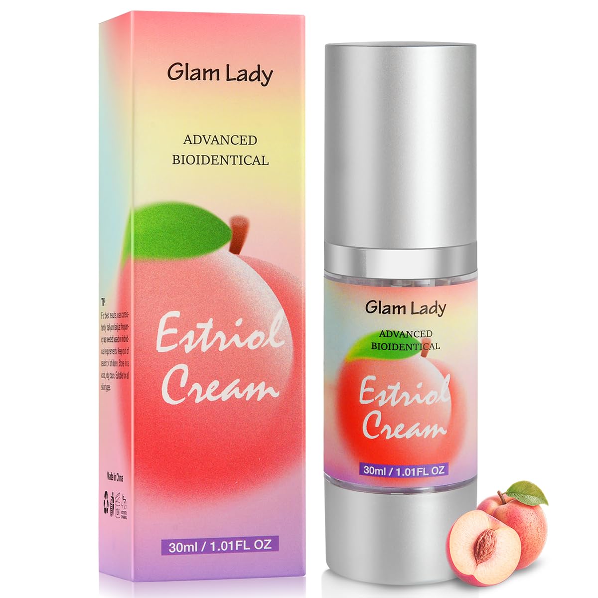 Glam Lady Crème Estriol Bioidentique, texture légère offrant une hydratation durable.
