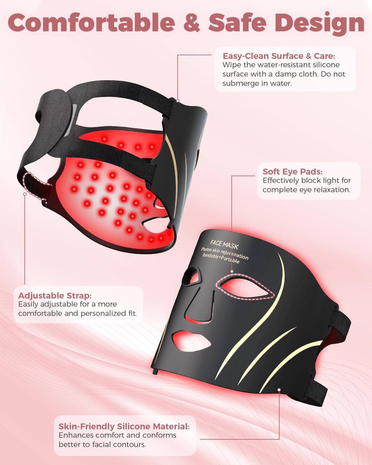 Glamesty Design pliable du masque – rangement facile et voyage léger.
