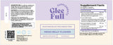 Gleefull Supps Meno Belly Flusher - emballage clair, bien-être féminin en ménopause.