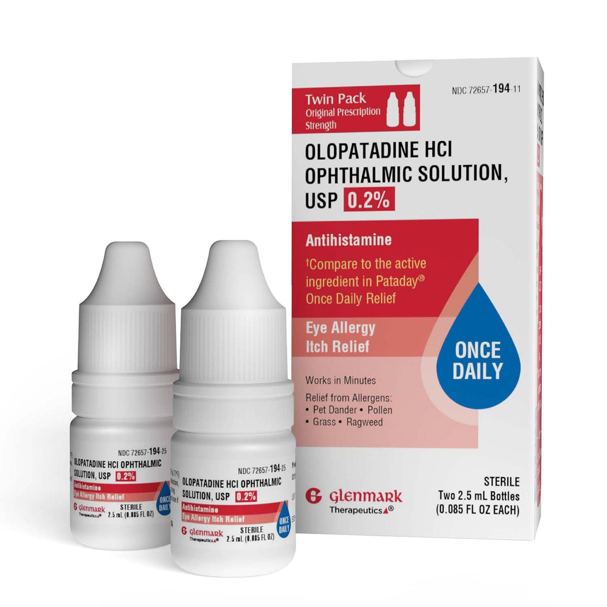 Glenmark Therapeutics Gouttes Olopatadine 0,2% — flacon pratique pour usage quotidien