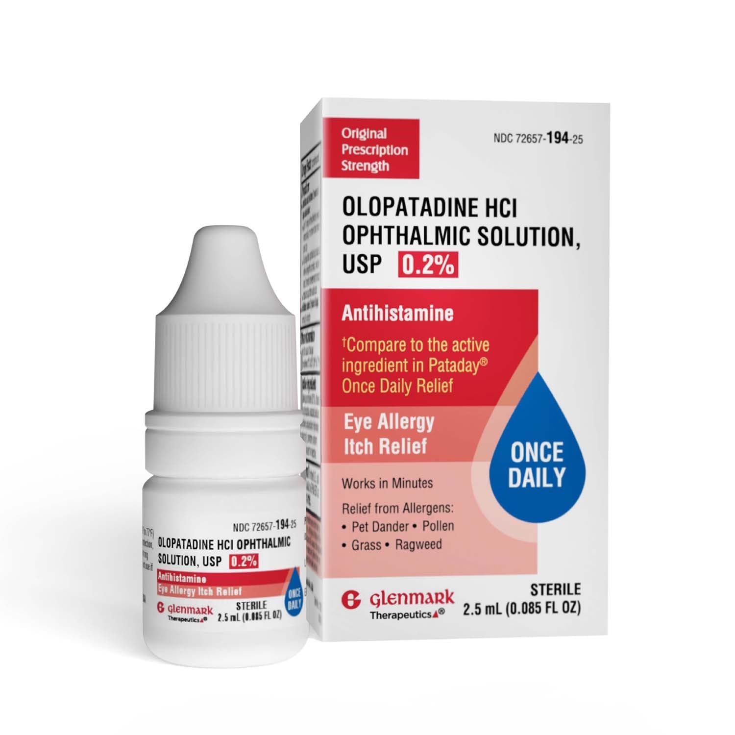 Glenmark Olopatadine — flacon gouttes yeux, utilisé pour les allergies oculaires.
