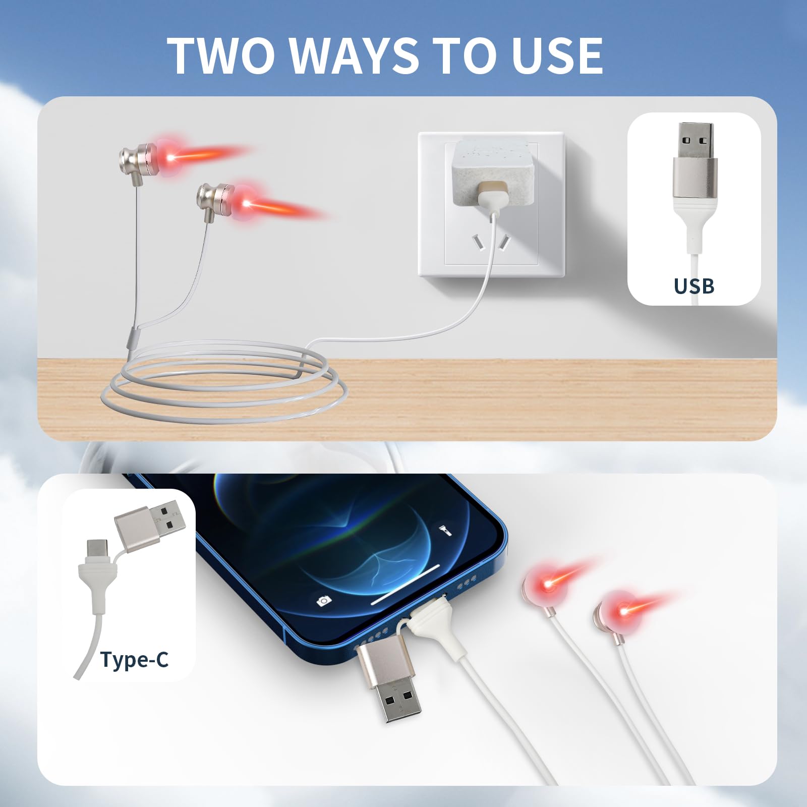 GLENTAXY connexion USB et Type-C pour alimentation flexible.