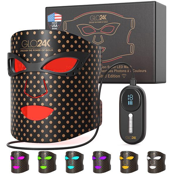 GLO24K masque visage diodes électroluminescentes sept couleurs pour teint éclatant