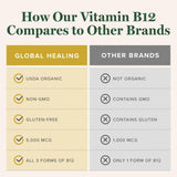 Global Healing Center B12 Sublingual, utilisation quotidienne recommandée.