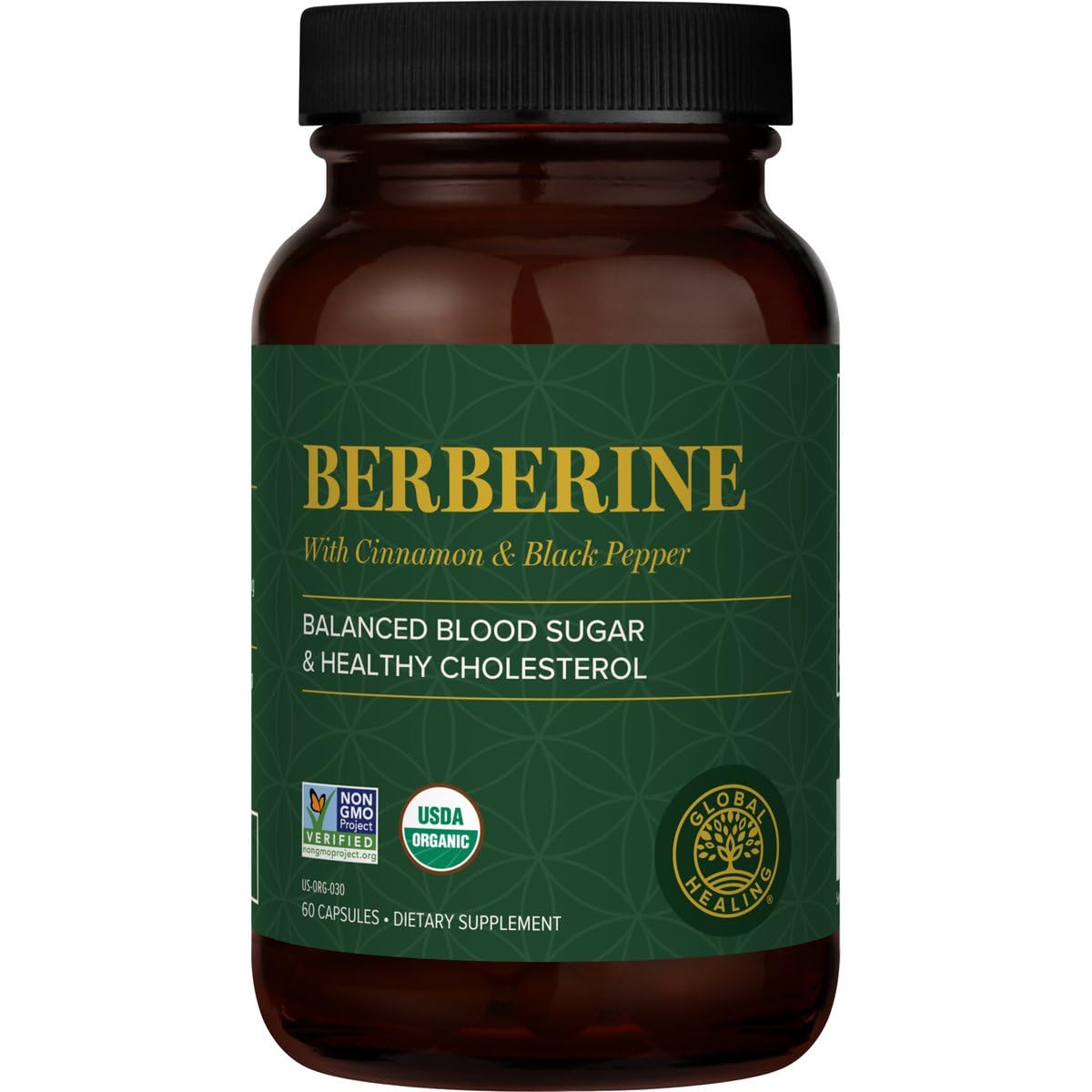 Global Healing Center Berberine, capsules; soutien potentiel du métabolisme et simplicité d’utilisation.