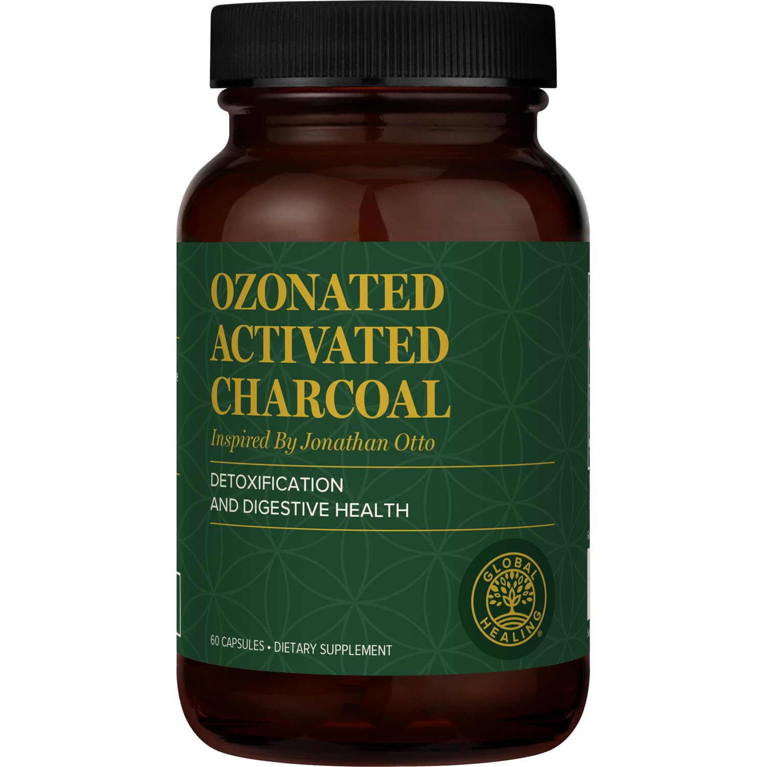 Global Healing Center Charbon Actif Ozoné en capsules pour soutien digestif potentiel