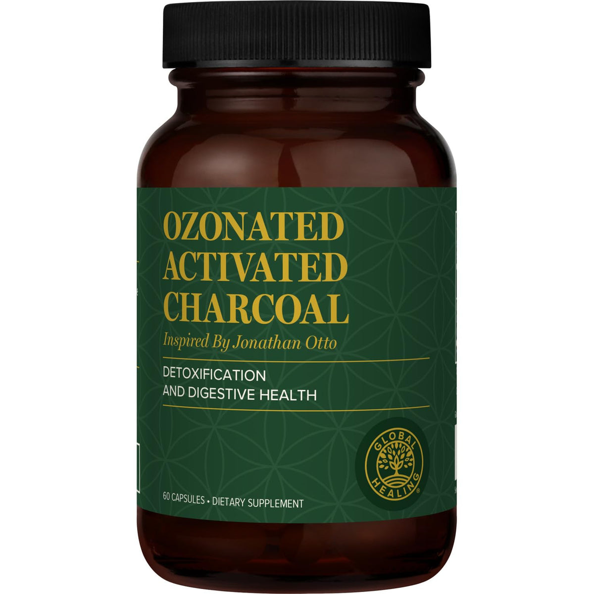 Global Healing Center Charbon Actif Ozoné en capsules pour soutien digestif potentiel