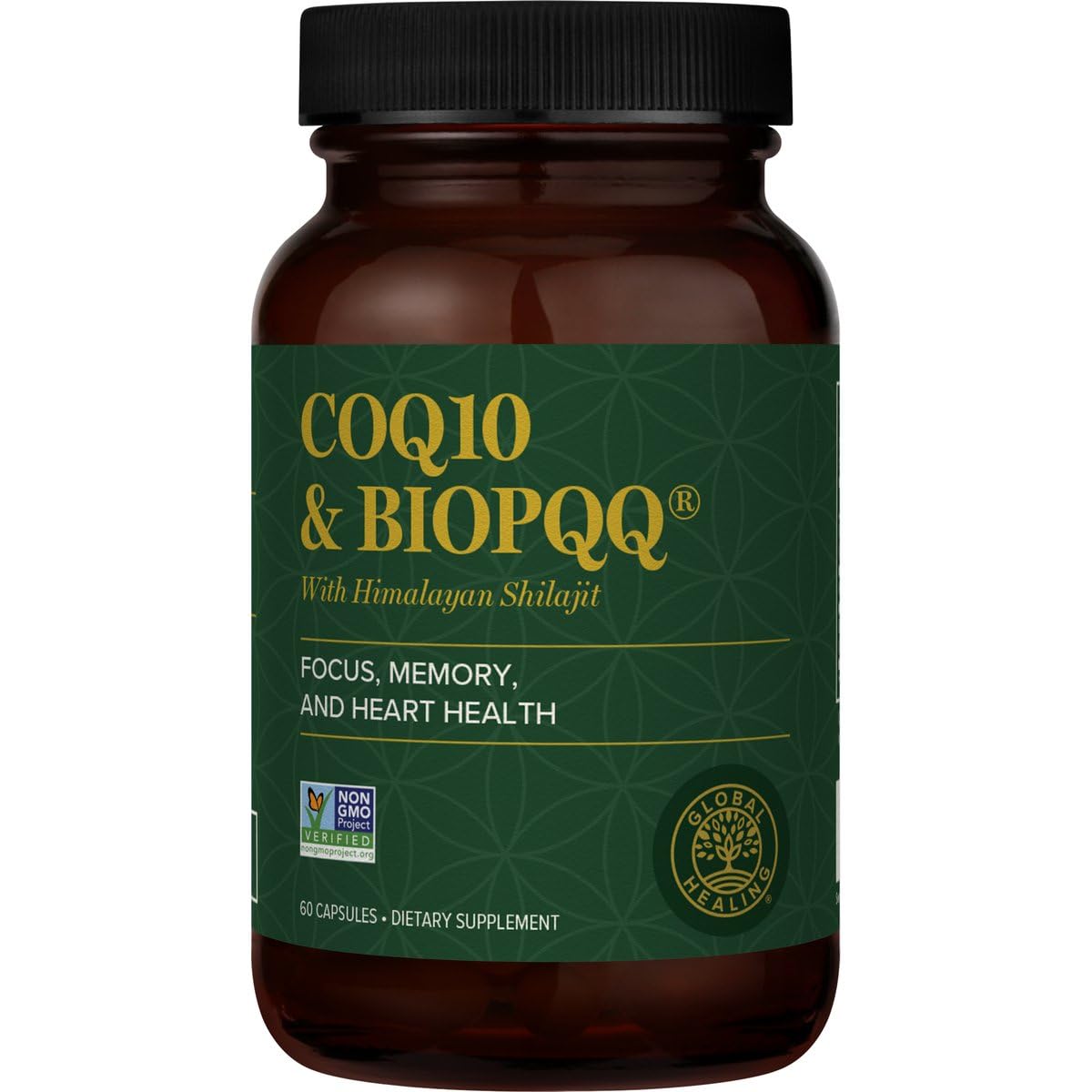 Global Healing Center CoQ10 BioPQQ Shilajit — bouteille pour énergie naturelle.