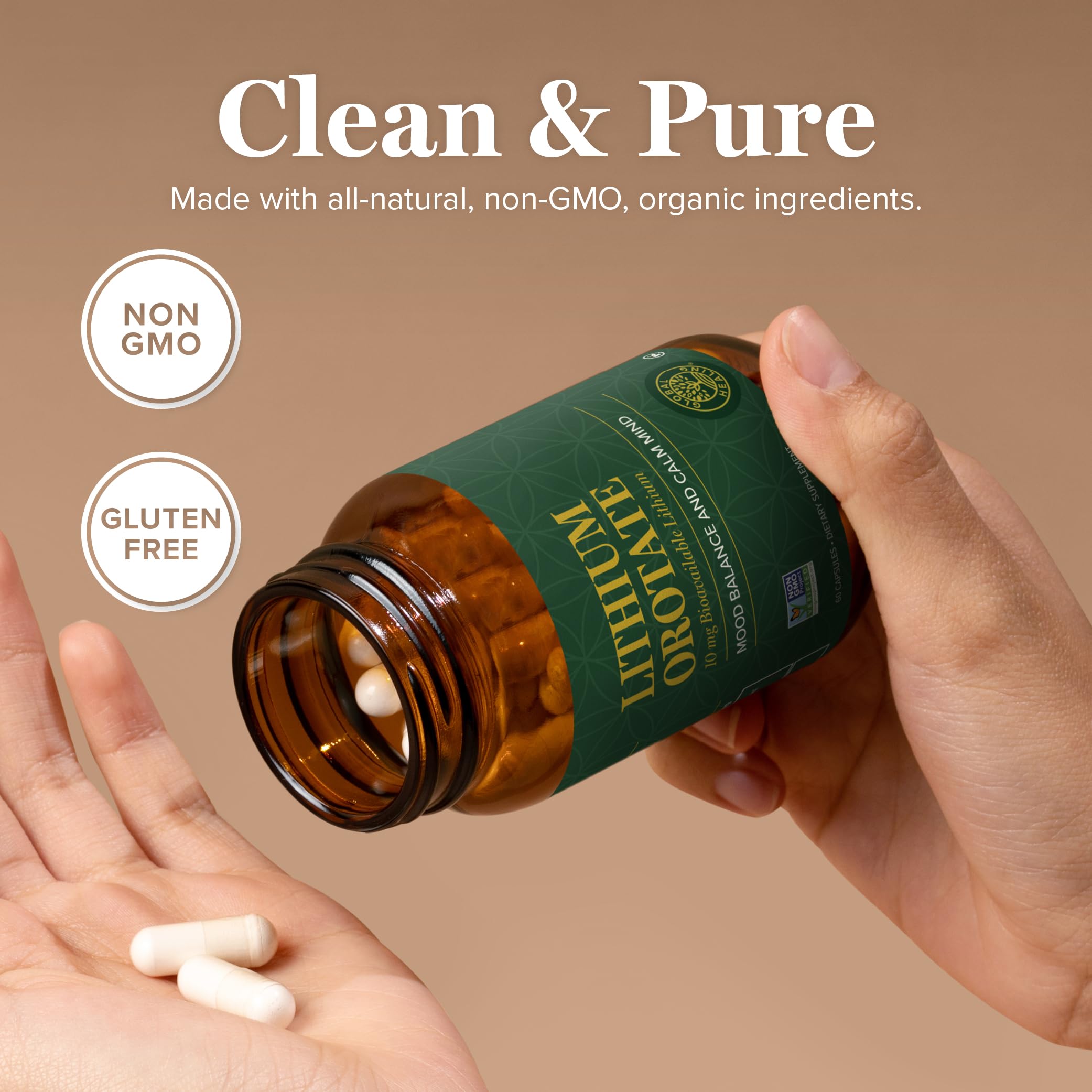 Global Healing Center Lithium Orotate 10 mg – Contenu en flacon pratique pour votre routine.