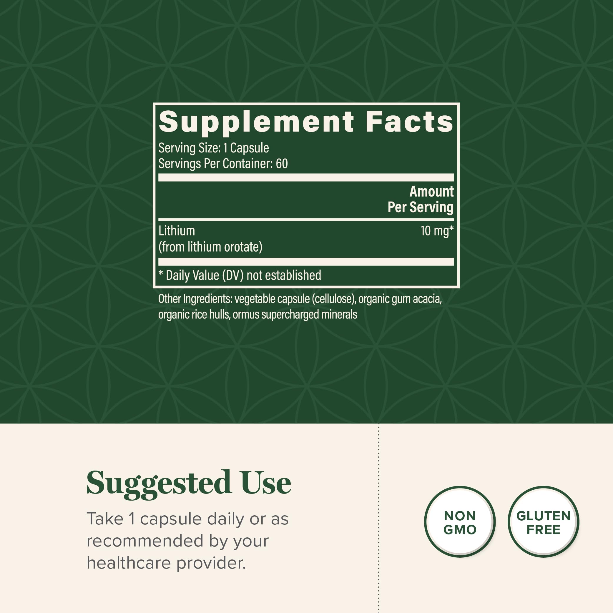 Global Healing Center Lithium Orotate 10 mg – Gélules véganes faciles à avaler.