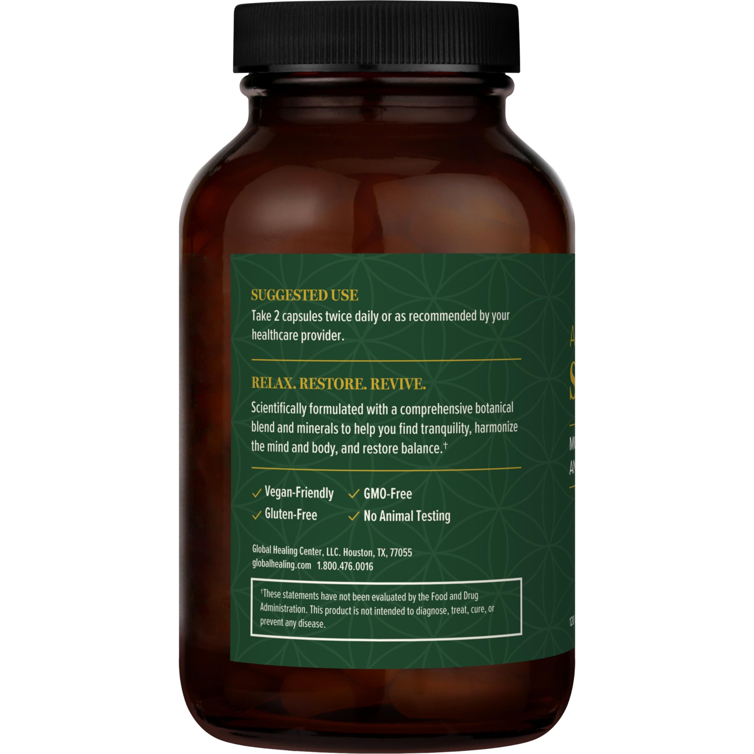 Global Healing Center Soulagement du Stress : capsules pour soutien cognitif et équilibre émotionnel.