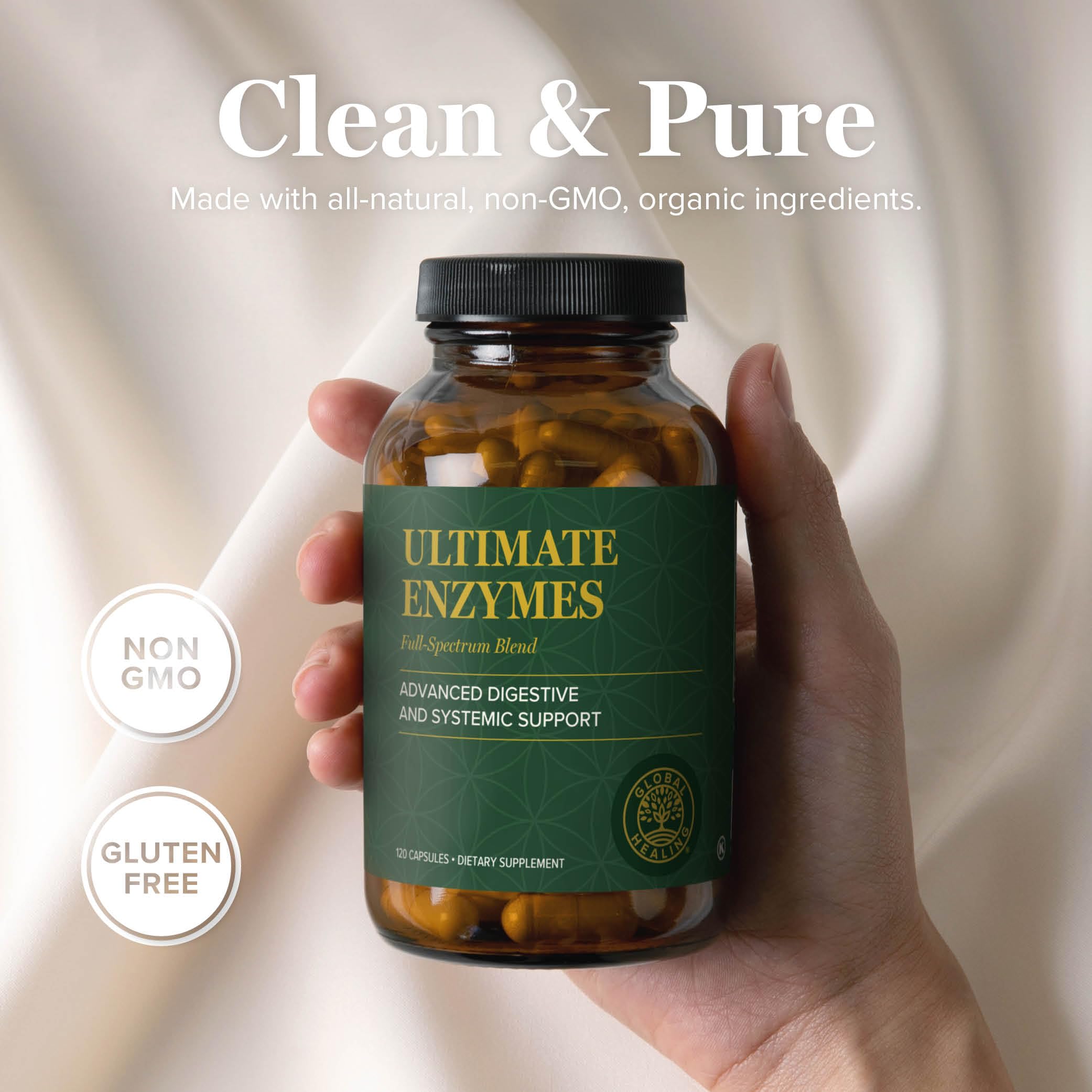 Global Healing Center Ultimate Enzymes – dosage quotidien illustré pour une routine pratique