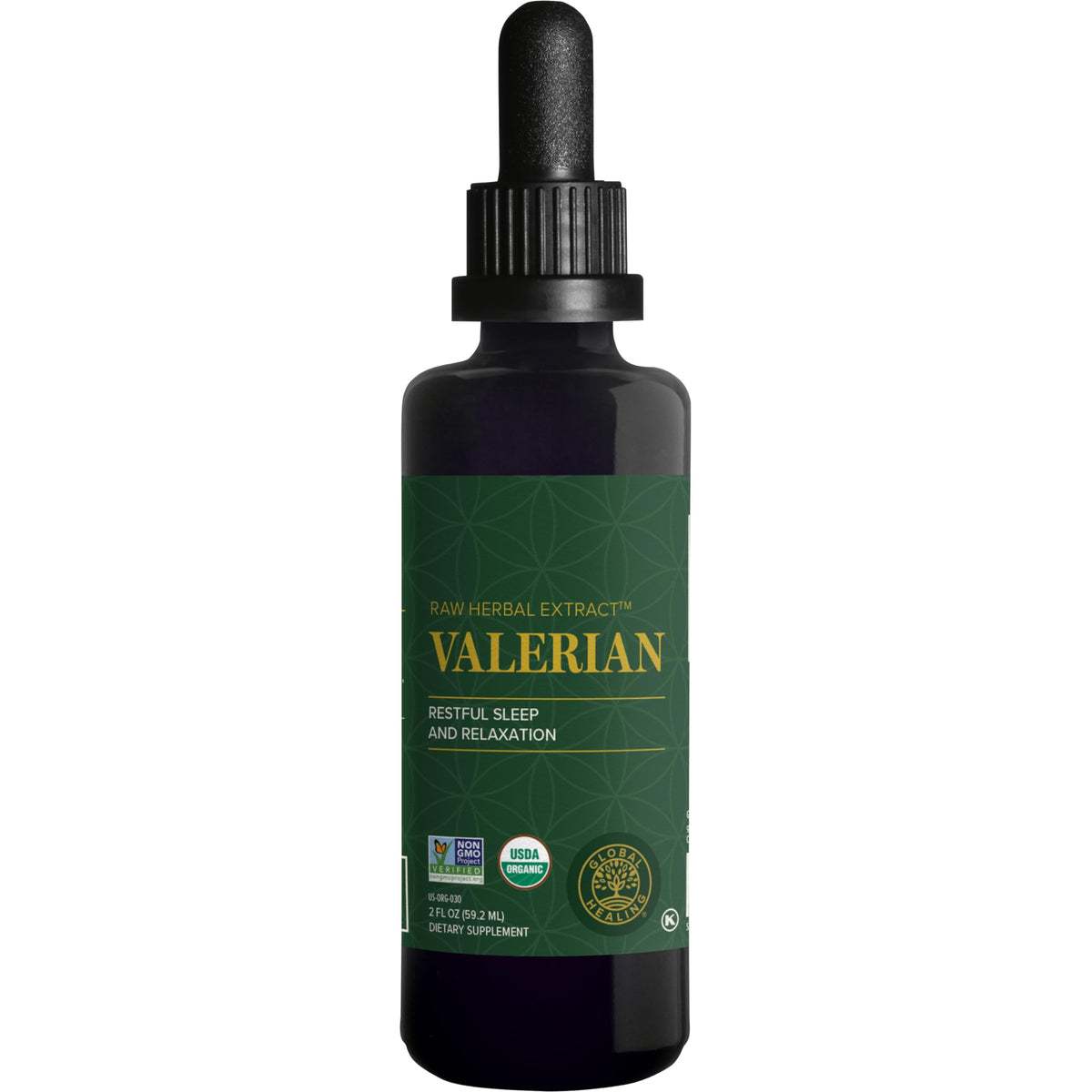 Global Healing Center Valeriane Extrait Liquide, bouteille 2onces, apaisant pour le soir