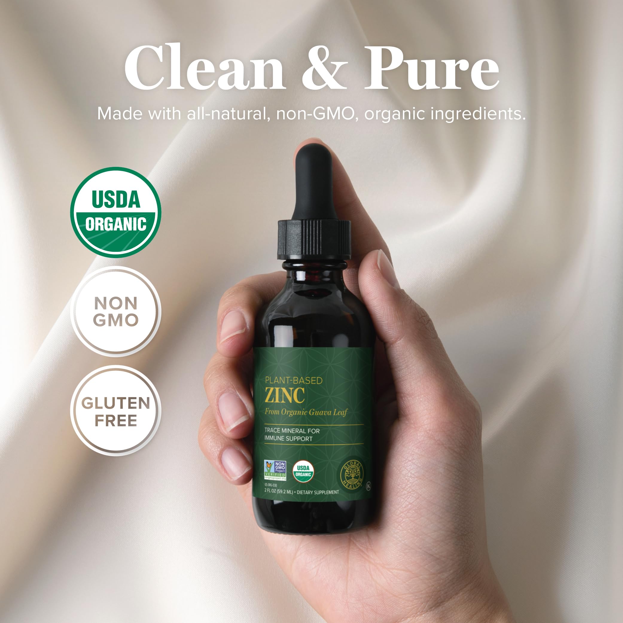 Global Healing Center Zinc Liquide – absorption douce et pratique par voie orale