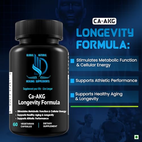 Global Natural Healing Ca-AKG: gélules alignées pour une prise facile et efficace.