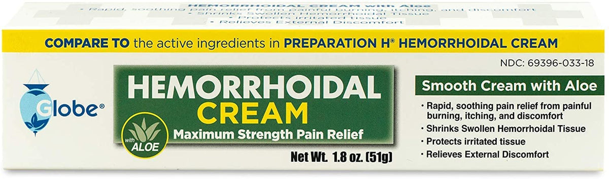 Crème Globe pour hémorroïdes, bouteille pratique, soulage rapidement les irritations.