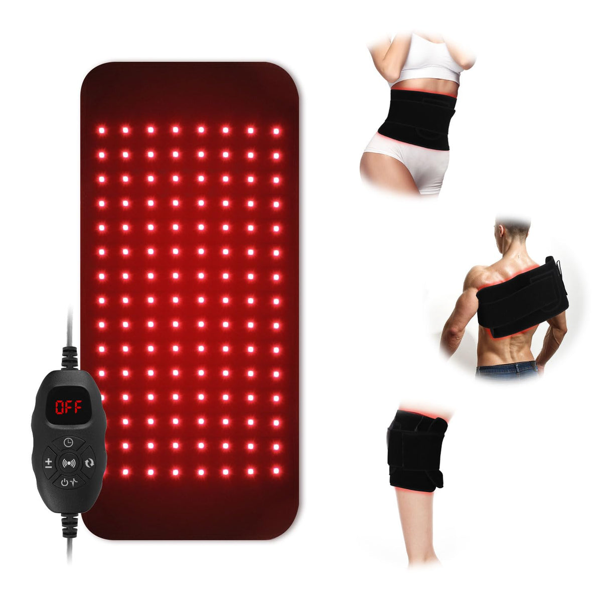GLOHFAN ceinture thérapie lumière rouge et infrarouge pour soulager les douleurs quotidiennes.