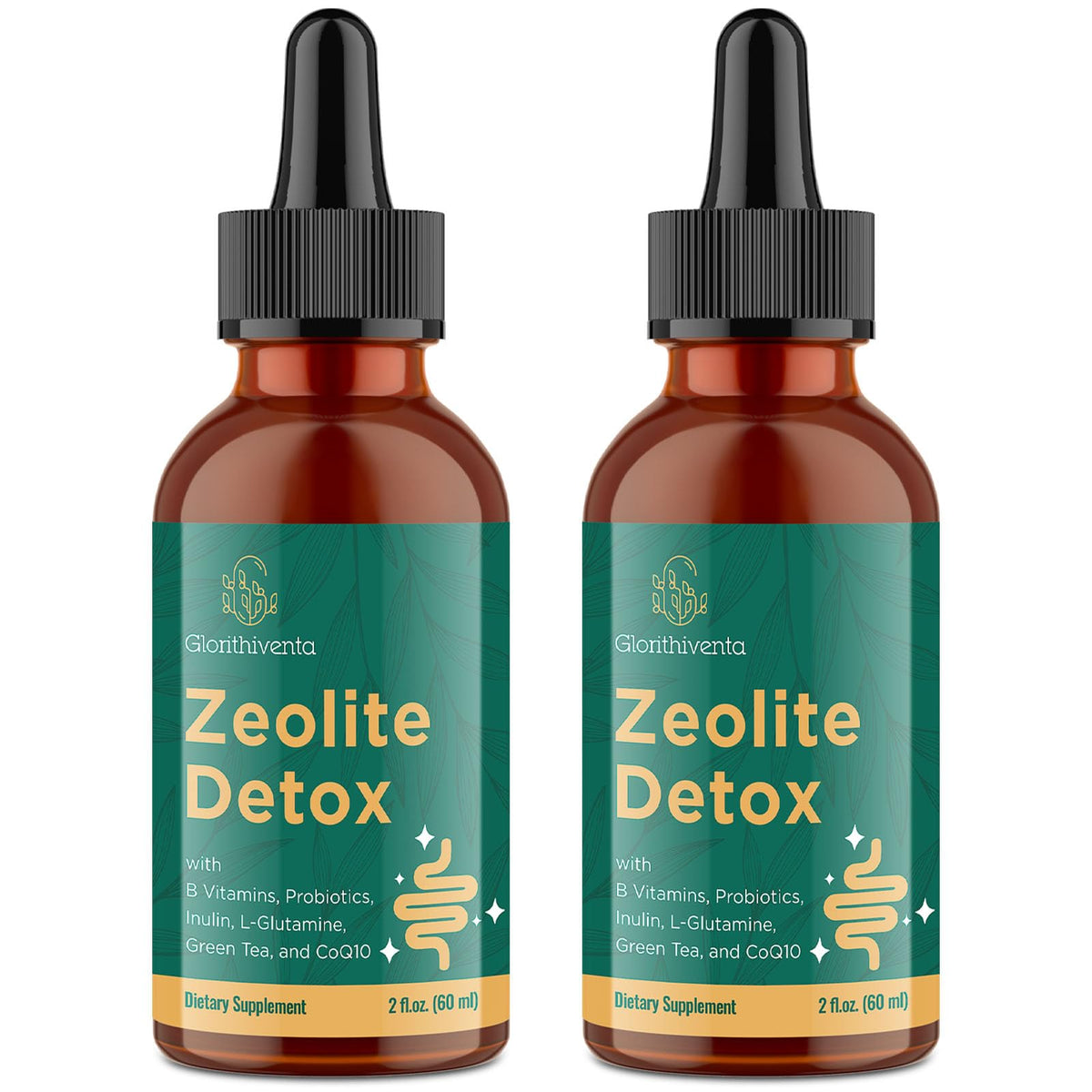 Flacon Glorithiventa Zeolite Detox prêt pour une routine detox quotidienne.