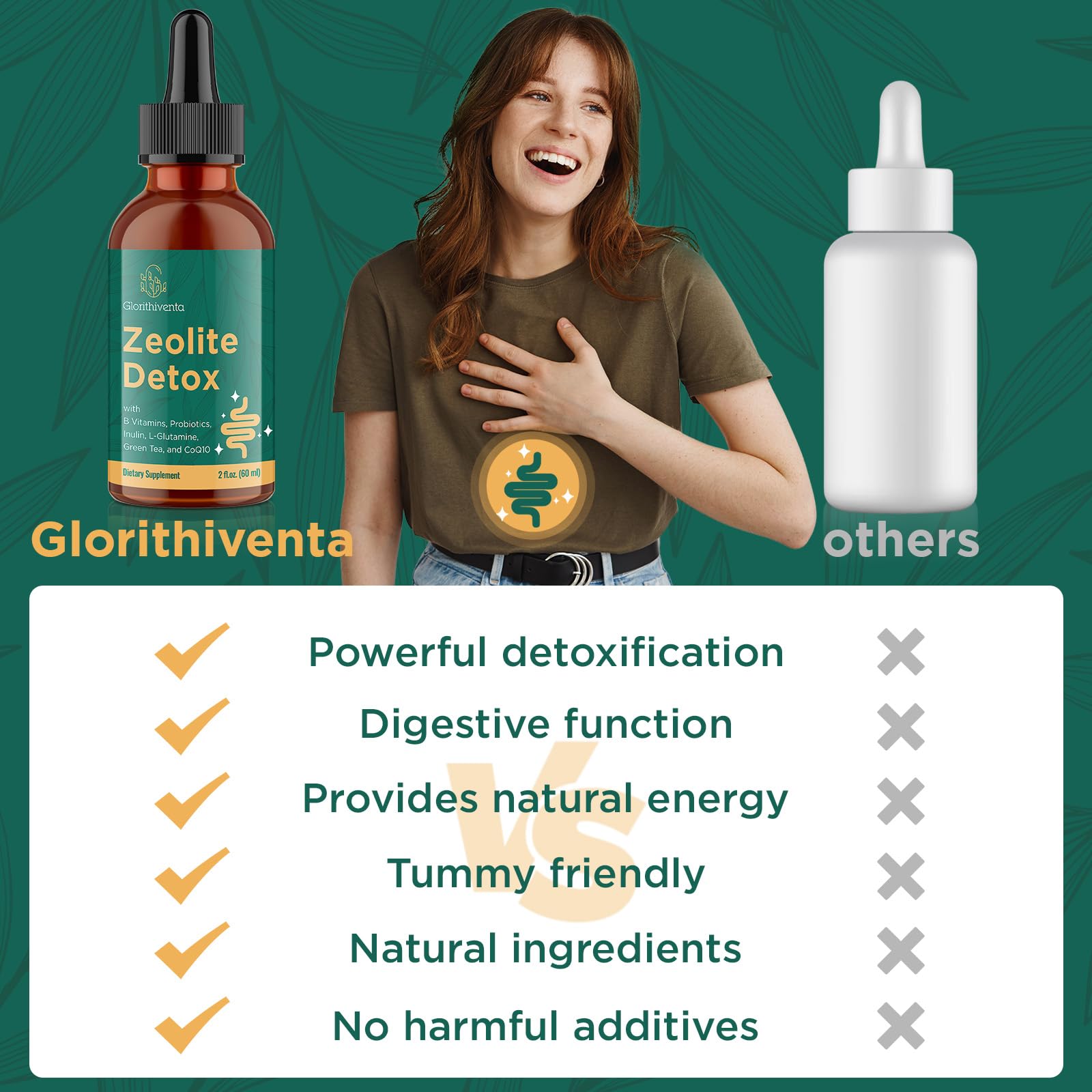 Glorithiventa Zeolite Detox, fabriqué aux Etats-Unis selon des normes de qualité strictes.