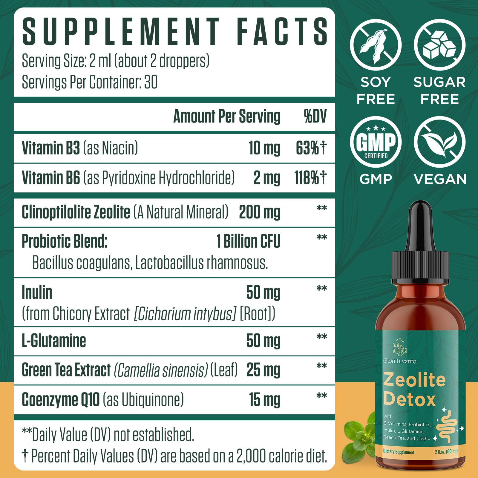 Usage quotidien avec Glorithiventa Zeolite Detox pouvant soutenir énergie et concentration.