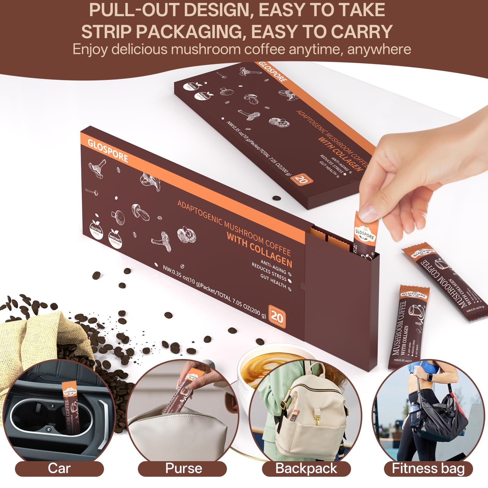 Coffret portable GLOSPORE avec 20 sticks pour routine nomade.