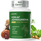 GlowEver KSM-66 Ashwagandha avec L-Theanine – bouteille de capsules, soutien calme et énergie légère