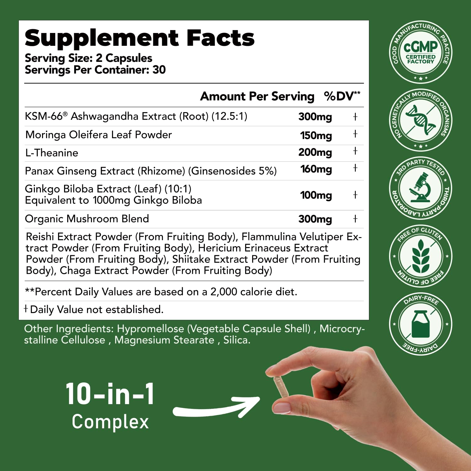 GlowEver Reishi-Shiitake-Hericium – capsules, soutien immunitaire et équilibre intestinal